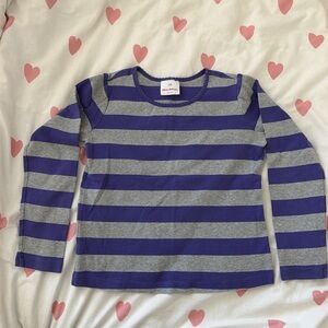 Hanna Andersson Purple & Gray Striped Long-Sleeve Tee